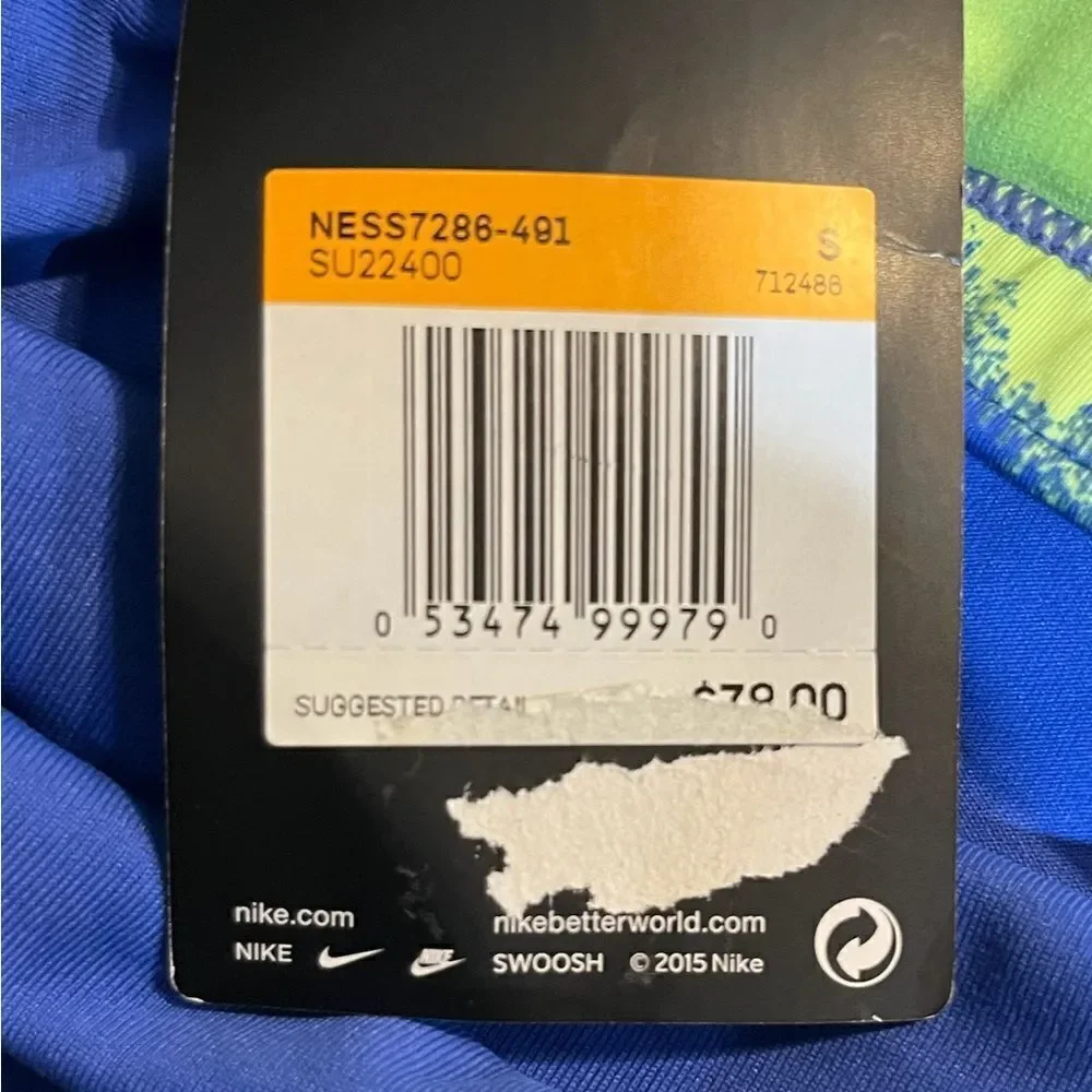 NWT NIKE Cascade Drape-Back Active Tankini Top Blue Women’s Size Small